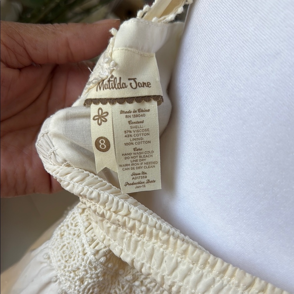 Matilda Jane Elegant Cream Lace Trim Dress - Picture 5 of 7